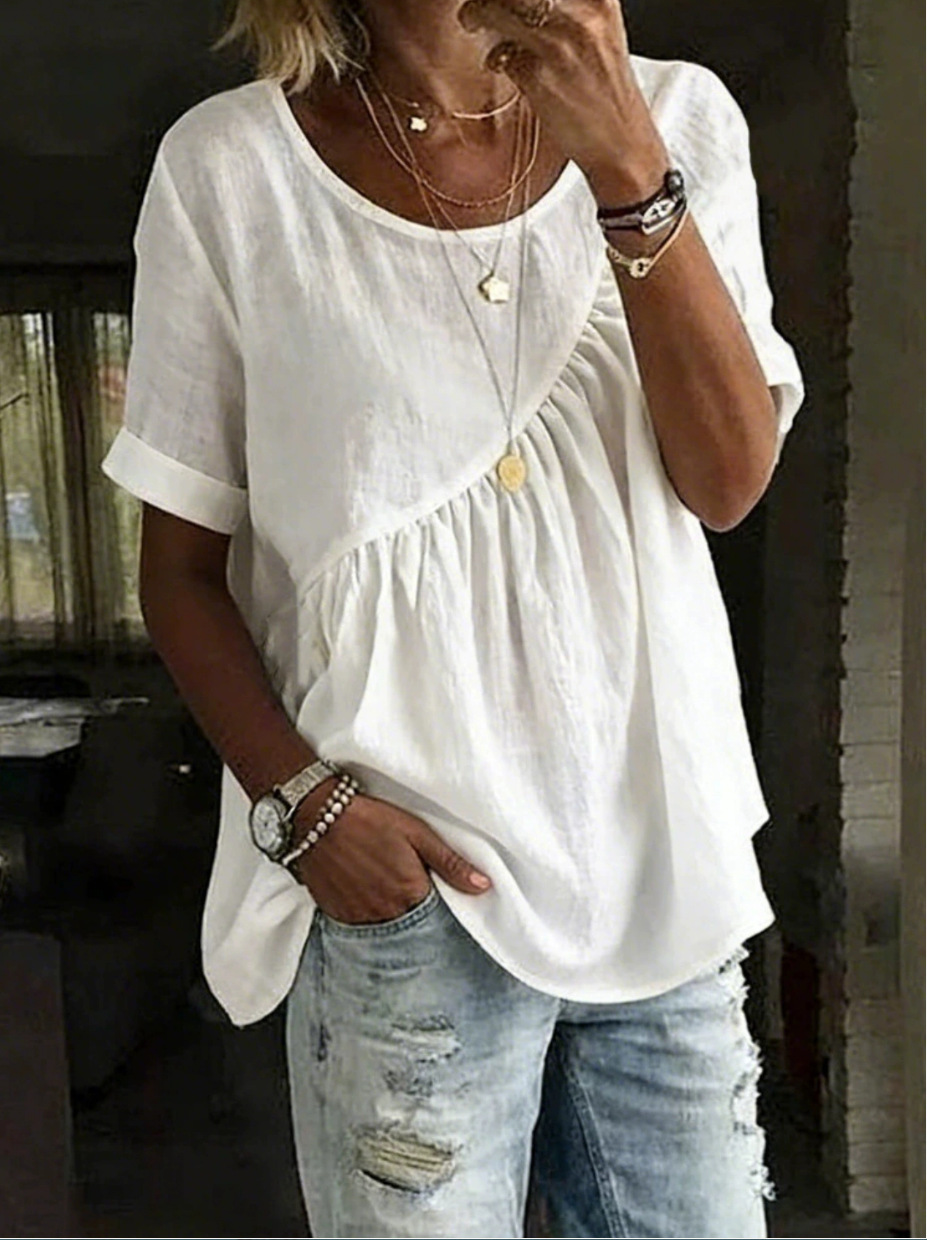 Women's Crewneck Short Sleeve Ruched T-Shirt