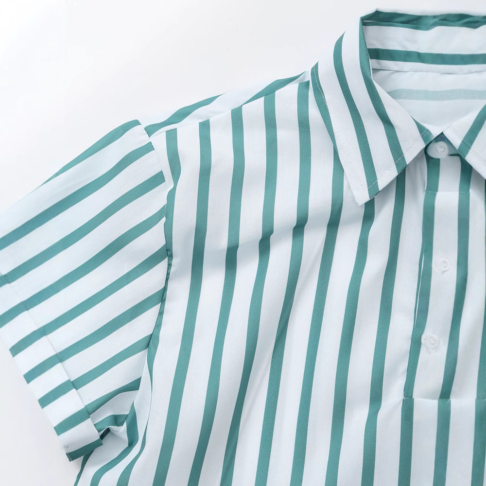 Striped Poplin Short Shirt
