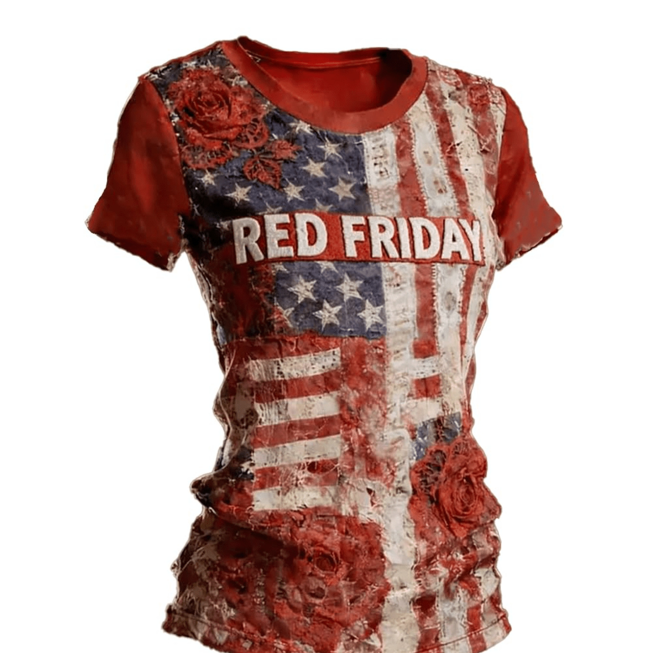 American Print Crewneck Short Sleeve Top