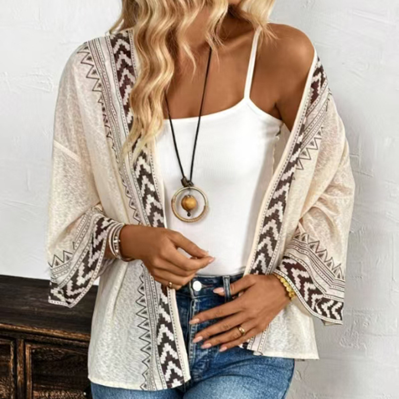 Elegant Flare-Sleeve Cardigan Knit Top