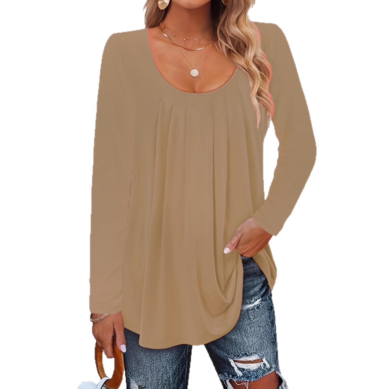 Plus Size Women's Long Sleeve Round Neck Casual Top
