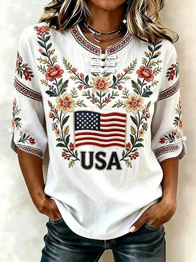 3D Star Print Crewneck Half-Sleeve Top