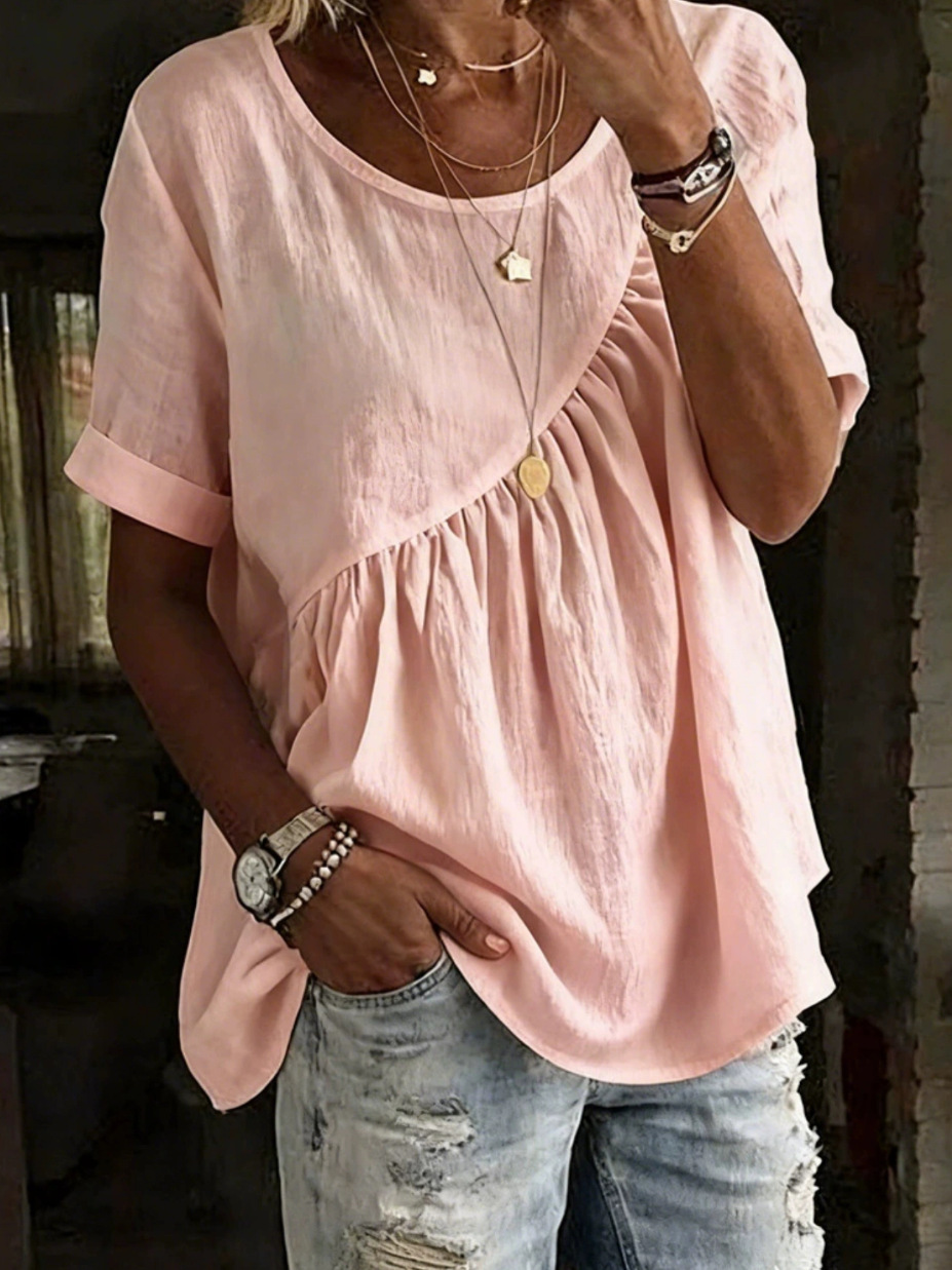 Women's Crewneck Short Sleeve Ruched T-Shirt