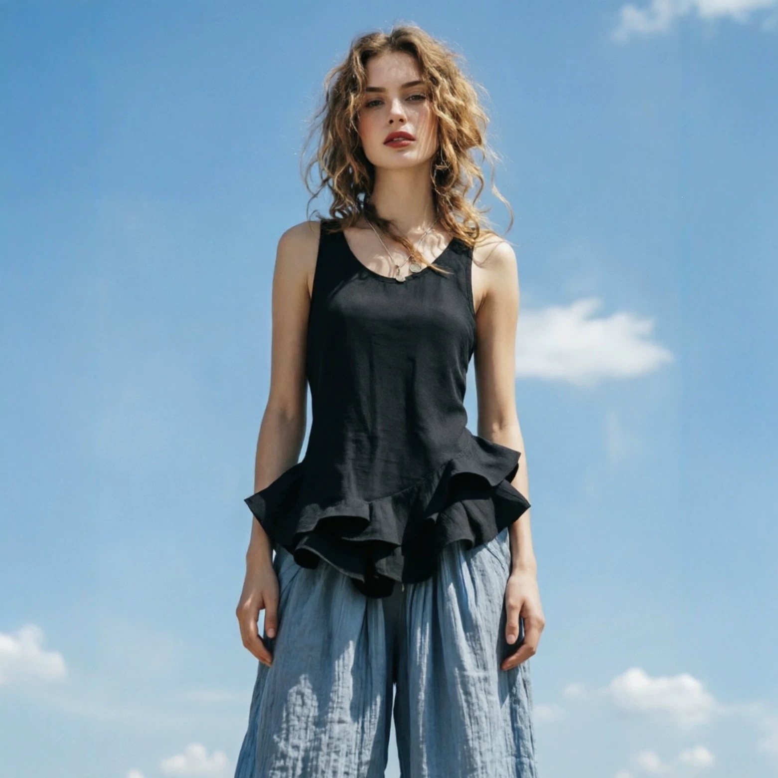 Ruffle Sleeveless Top