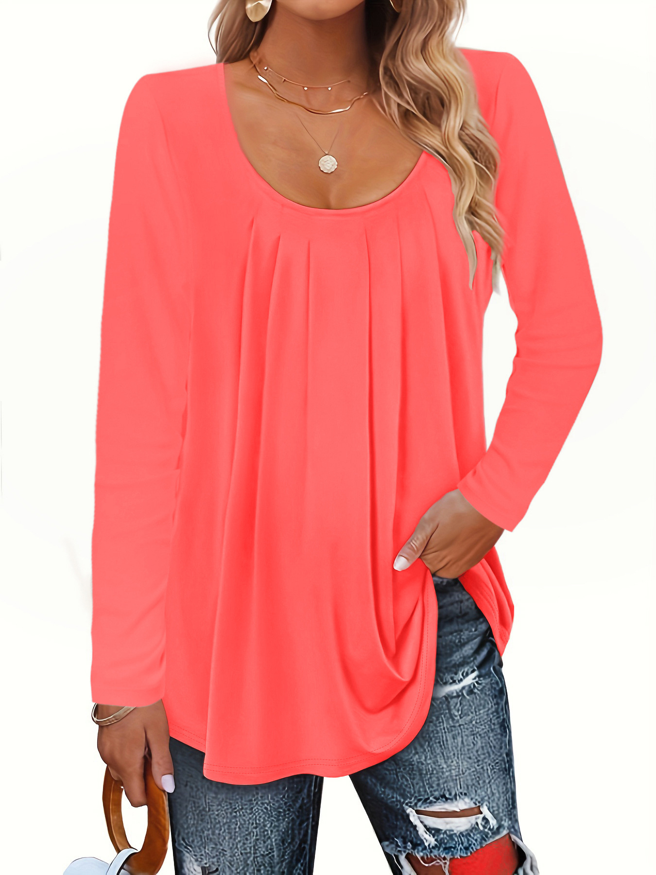 Plus Size Women's Long Sleeve Round Neck Casual Top