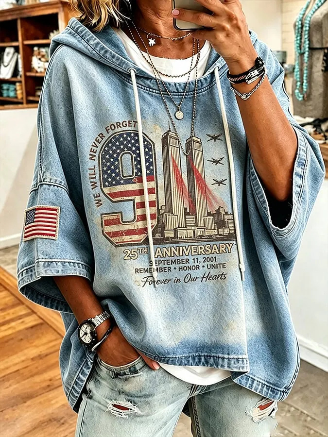 US 250th Anniversary 3D Print Long-Sleeve Hooded T-Shirt