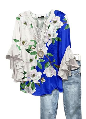 Women's Vintage Floral Print Half-Sleeve Top