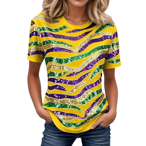 Women's Abstract Line Print Crewneck Short Sleeve Top