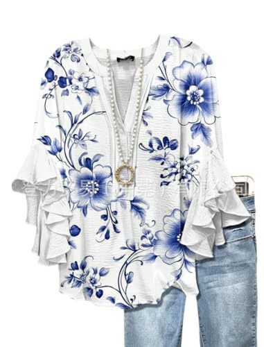 Women's Vintage Floral Print Half-Sleeve Top