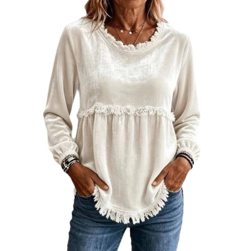 Women's Lace-Trimmed Loose Casual Top