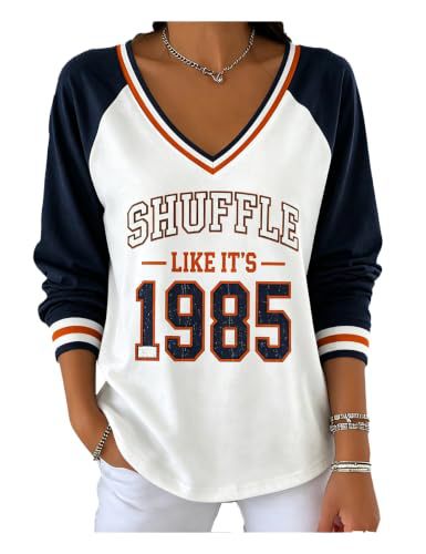 Graphic V-Neck Long Sleeve T-Shirt for Women