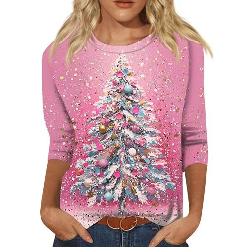 Christmas Tree Bow Print Women's Half-Sleeve T-Shirt