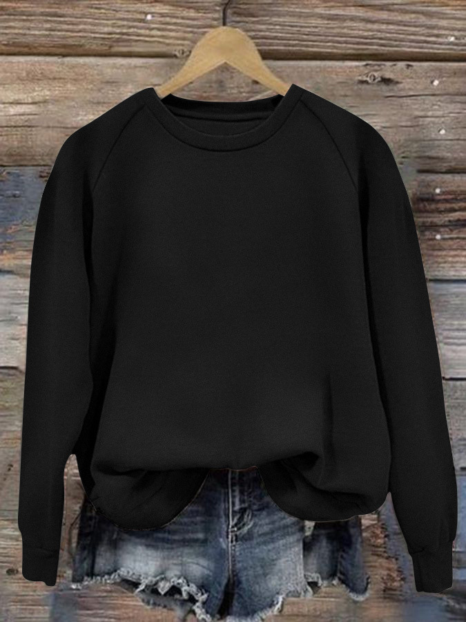 Women's Solid Crewneck Long Sleeve Loose Fit T-Shirt Top