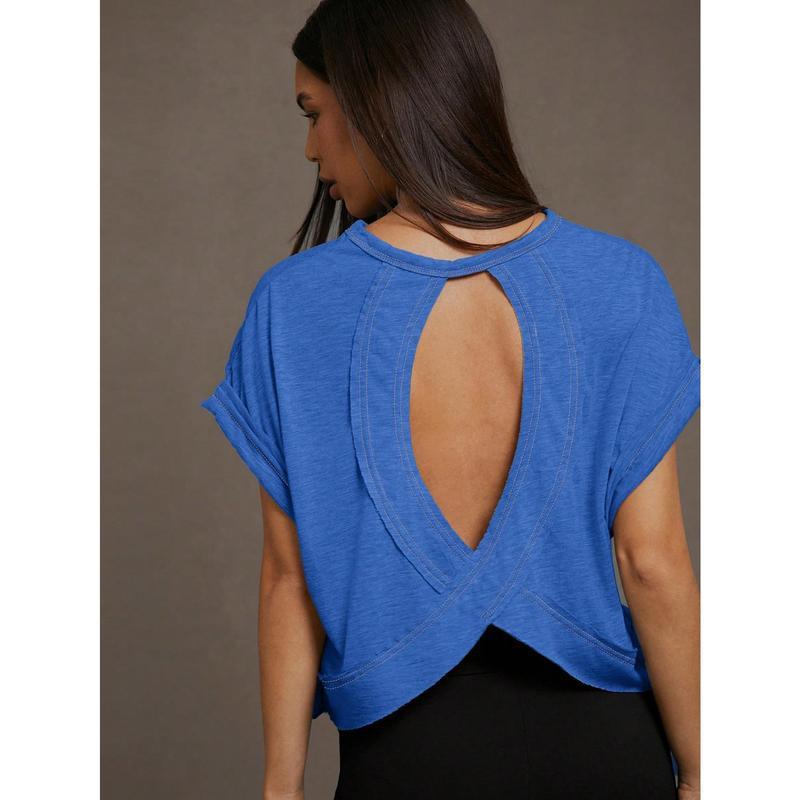 Women's Loose Open-Back Short-Sleeve T-Shirt