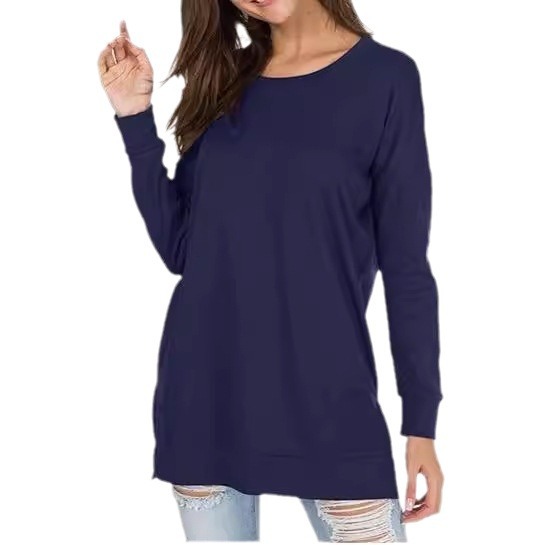 Women's Solid Crewneck Long Sleeve T-Shirt Loose Fit Casual Top