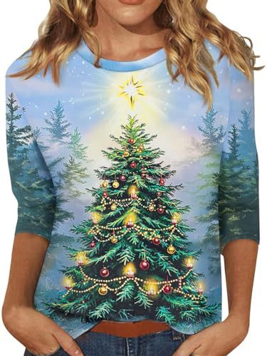 Christmas Tree Bow Print Women's Half-Sleeve T-Shirt