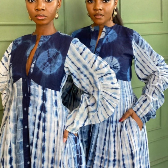 Elegant Printed Long Sleeve A-Line Dress