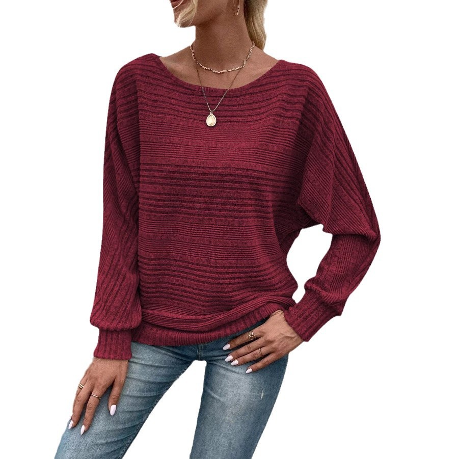 Women's Solid Color Long Sleeve Crewneck Patchwork Pullover Top