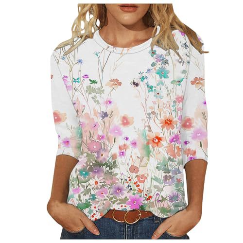 Women's Summer Ruffle Floral Print Short Sleeve T-Shirt