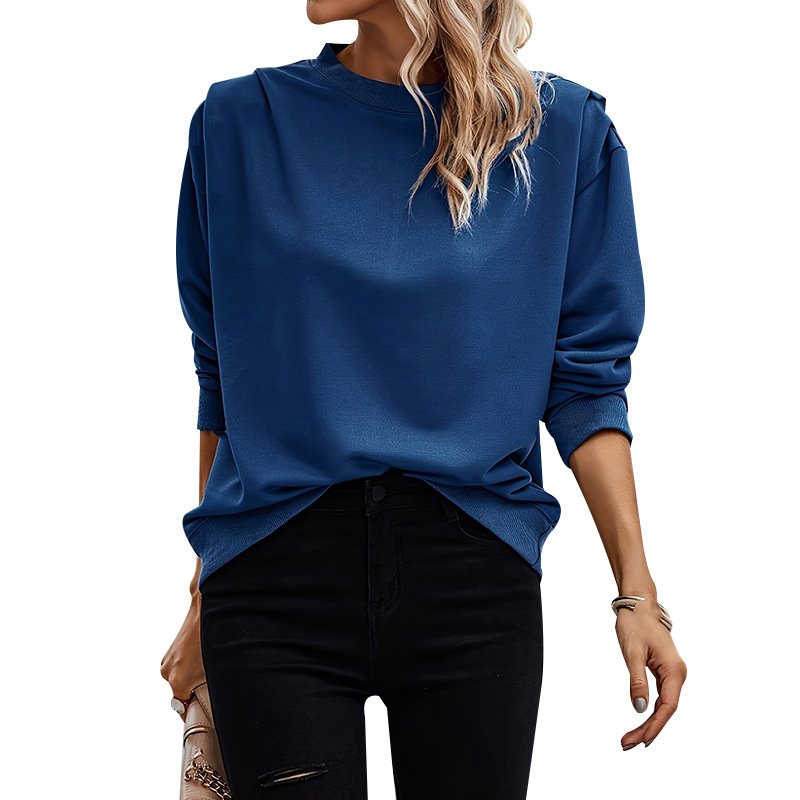 Women's Ethnic Style Solid Color Long Sleeve Round Neck Pullover Sweatshirt
