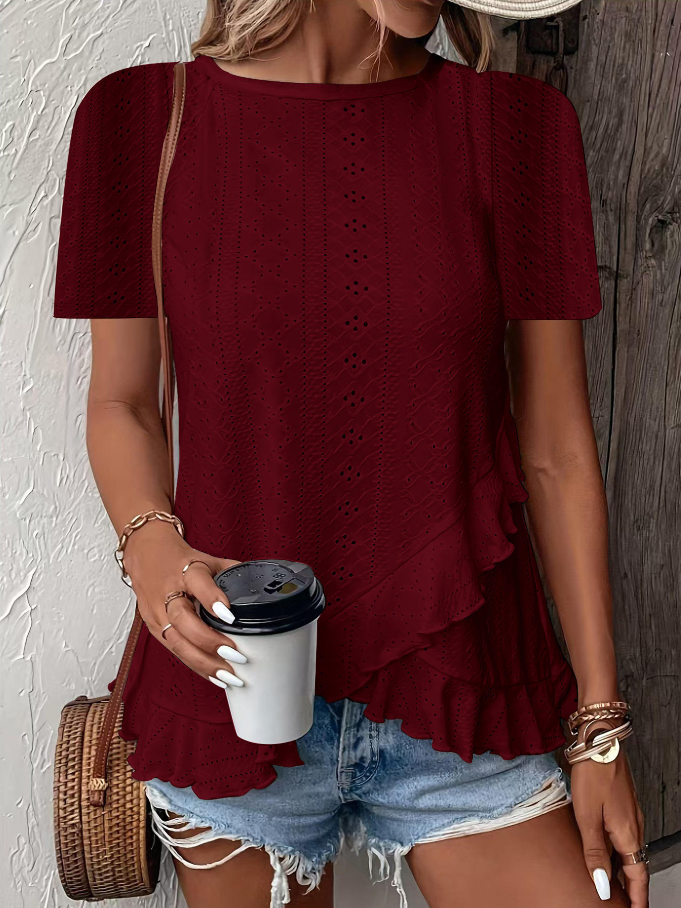 Women's Casual Solid Short Sleeve Crew Neck T-Shirt