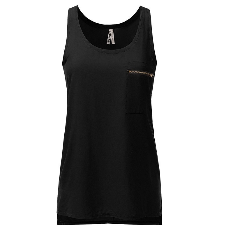 Women's Plus Size Chiffon Tank Top Solid Color Sleeveless Round Neck