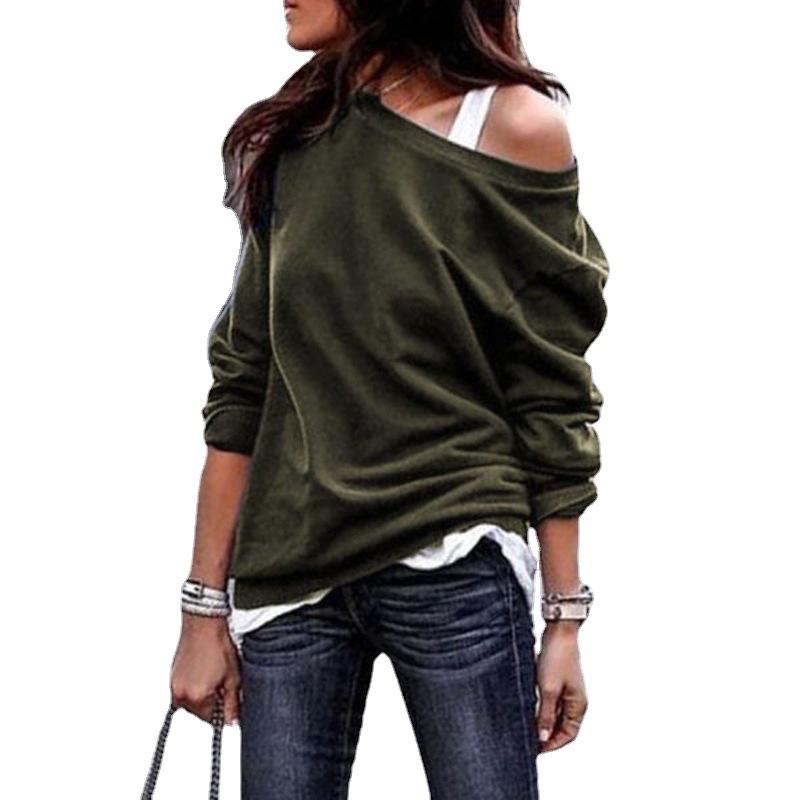 Women's Off-Shoulder Long Sleeve Solid Color Top
