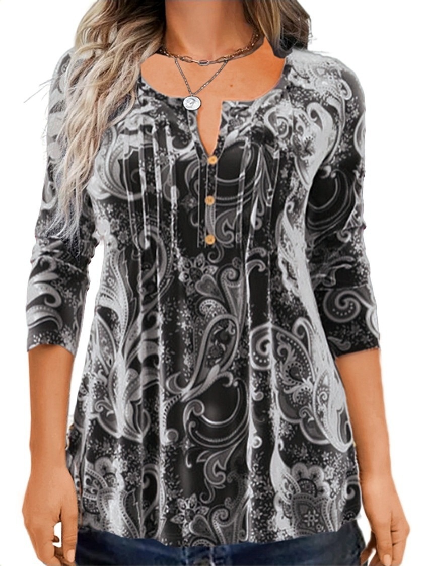 Women's Long Sleeve Printed Crewneck T-Shirt