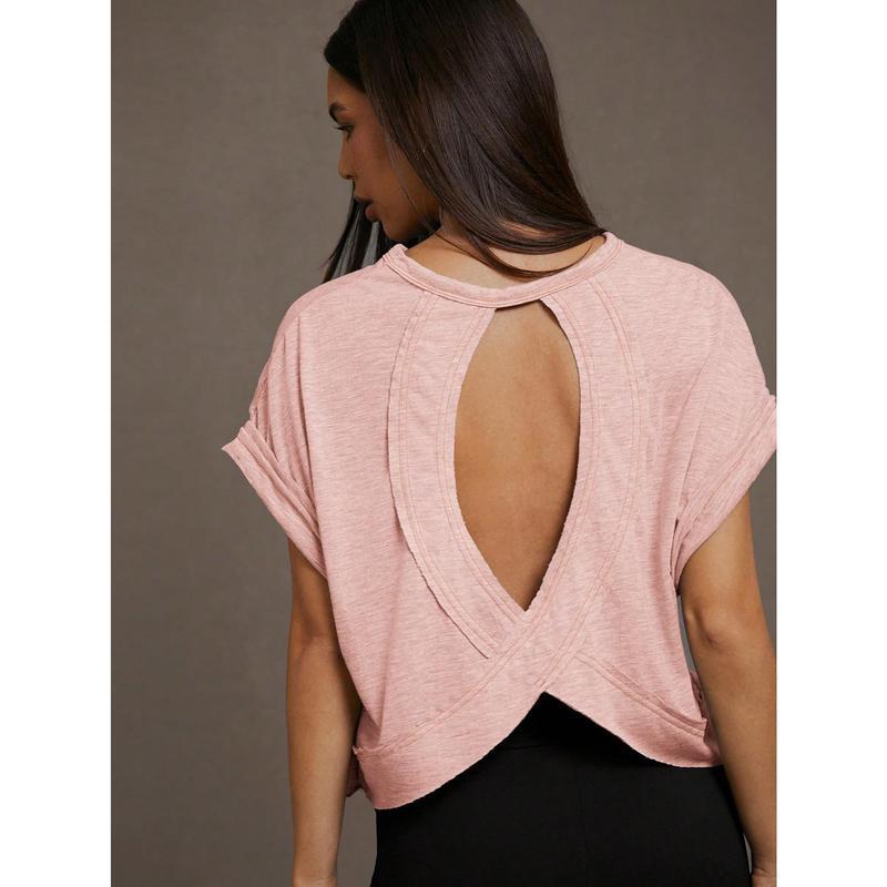 Women's Loose Open-Back Short-Sleeve T-Shirt