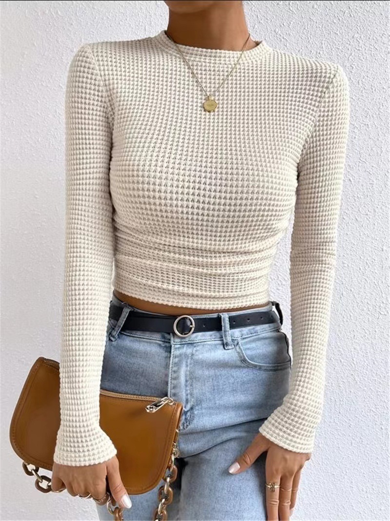 Women's Slim Fit Long Sleeve Crewneck Solid Color Base Layer Top