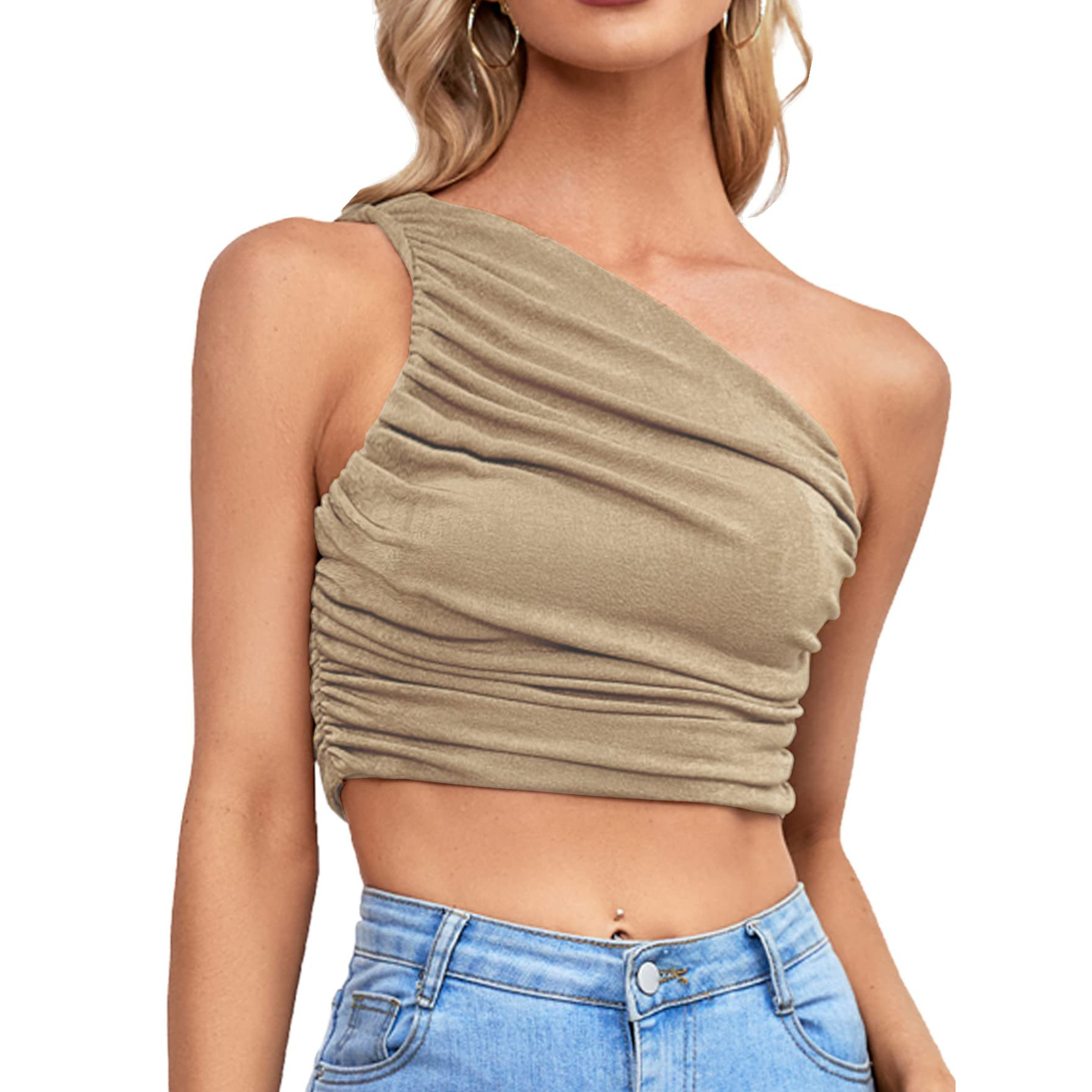 Women's Slim Fit One-Shoulder Asymmetric Neck T-Shirt