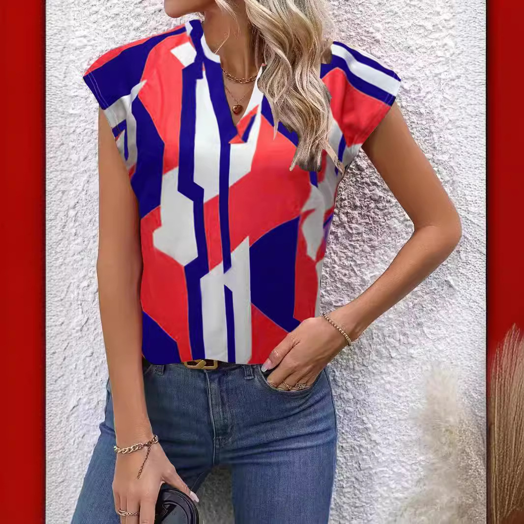 V-Neck Print T-Shirt for Women