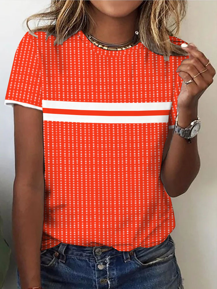 Women's Casual Crewneck Short Sleeve Graphic Print T-Shirt