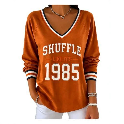 Graphic V-Neck Long Sleeve T-Shirt for Women