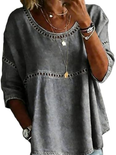 Plaid & Solid Print Mid-Sleeve Casual Women's Top
