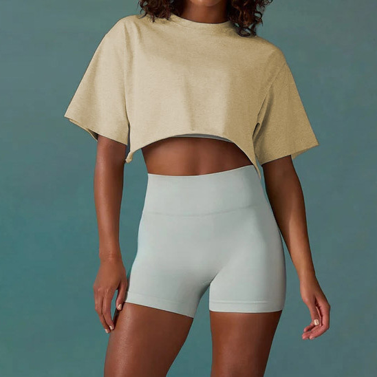 Women's Loose Fit Short Sleeve Athletic T-Shirt Crew Neck Solid Color