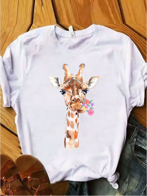 Women's Loose Fit Graphic Print Short Sleeve Crew Neck T-Shirt