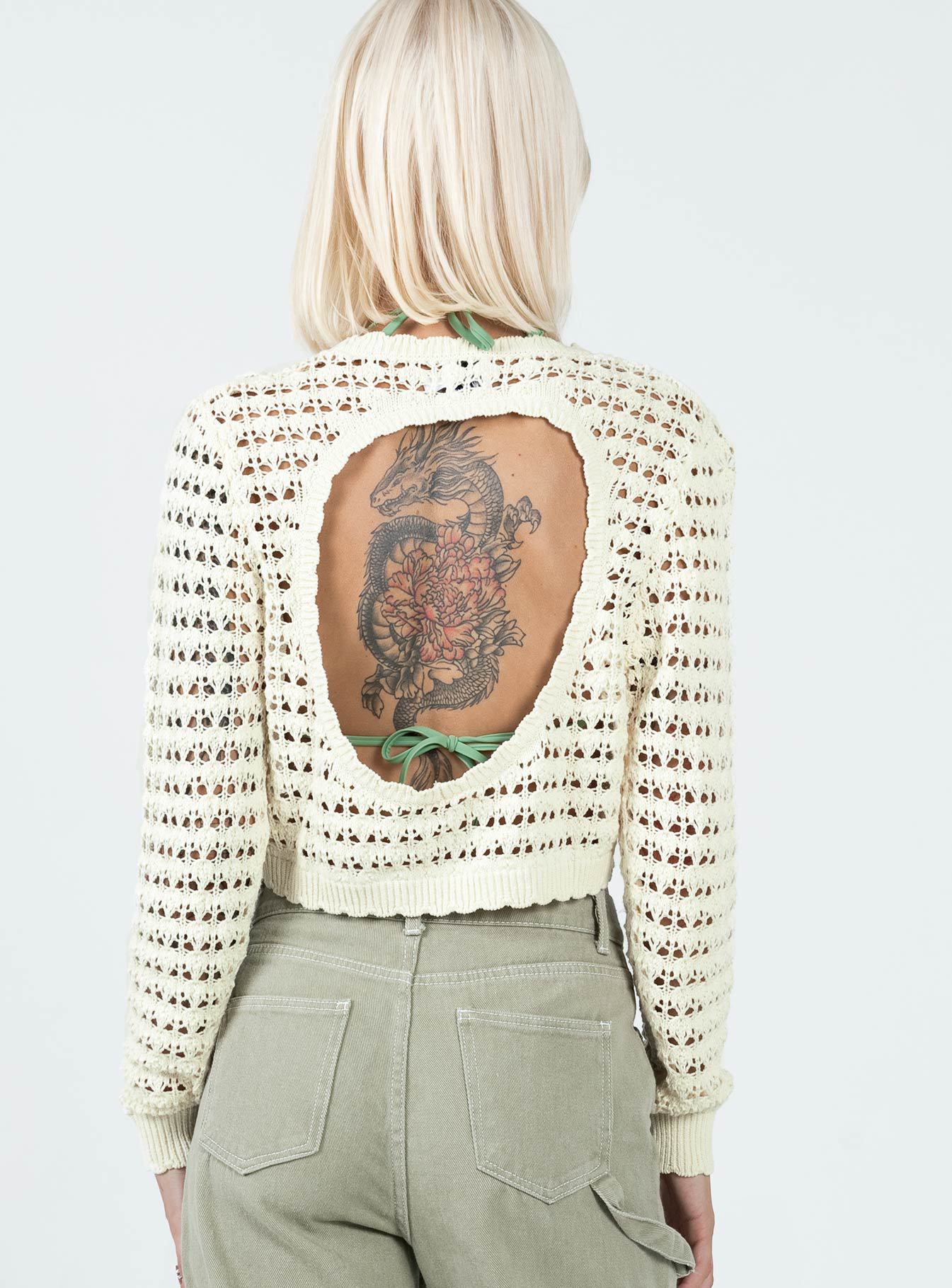 Women's Asymmetric Cutout Knit Top Long Sleeve Crew Neck Apricot