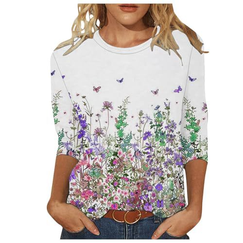 Women's Summer Ruffle Floral Print Short Sleeve T-Shirt