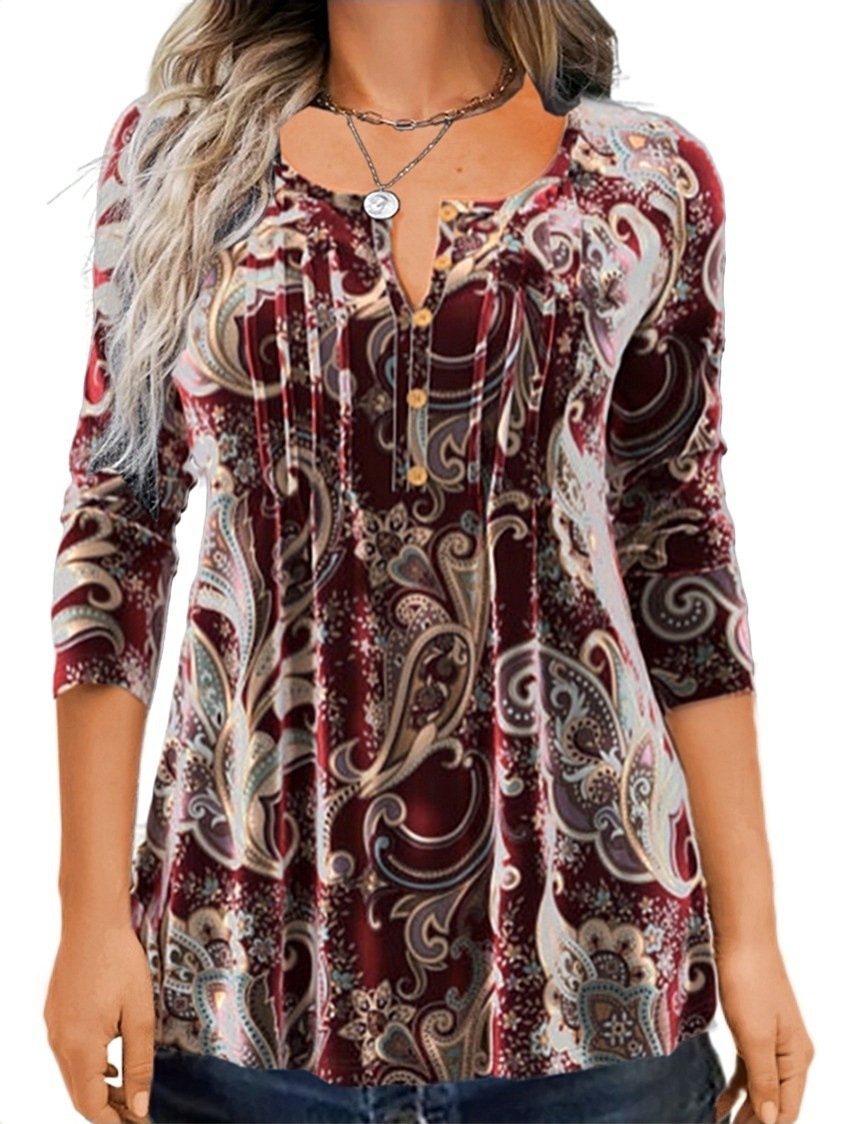 Women's Long Sleeve Printed Crewneck T-Shirt