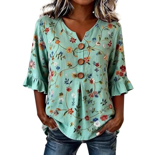 Plaid & Floral Print Short Sleeve Button-Up Top