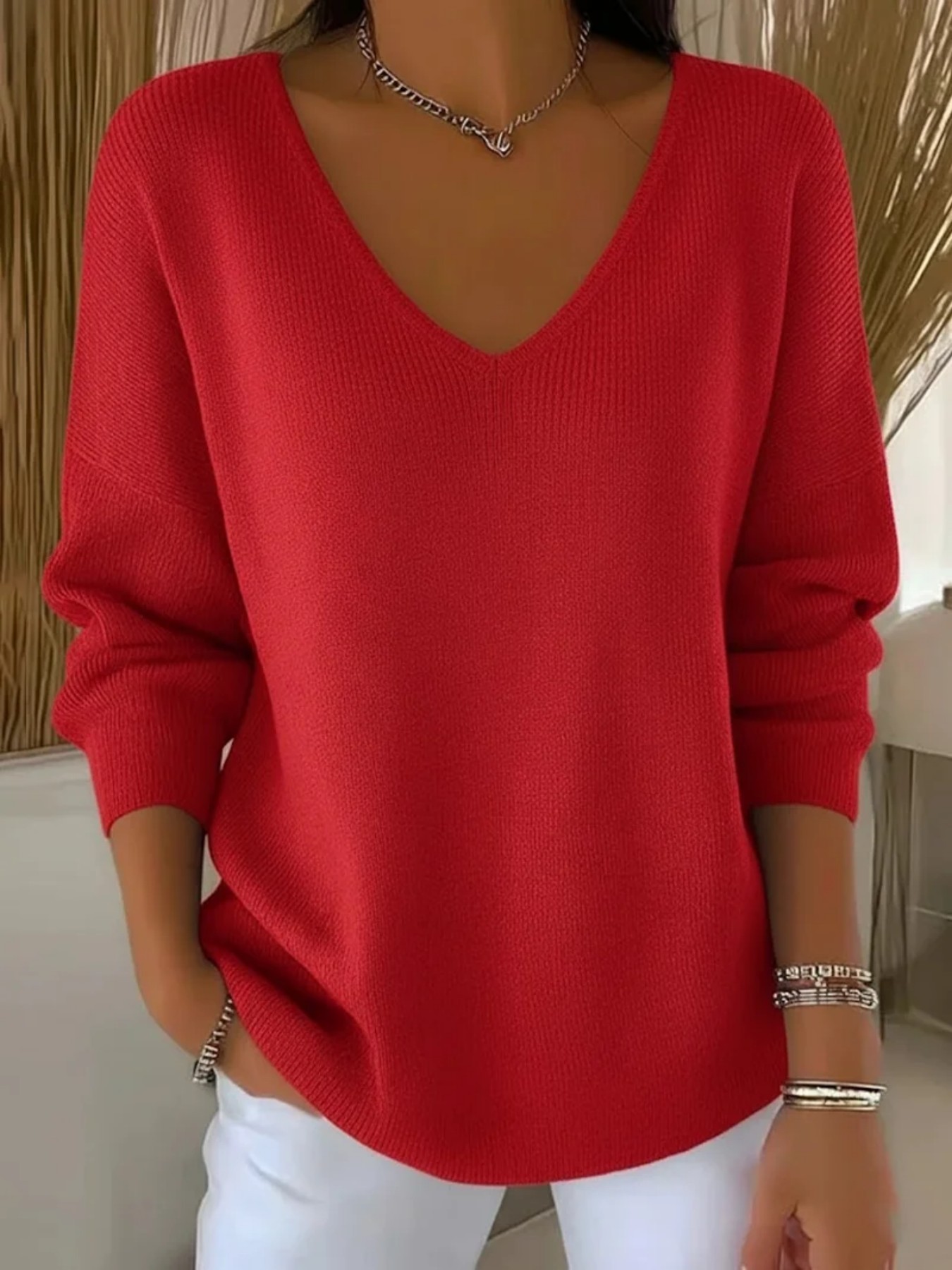 Women's Floral & Solid Print V-Neck Half-Sleeve T-Shirt