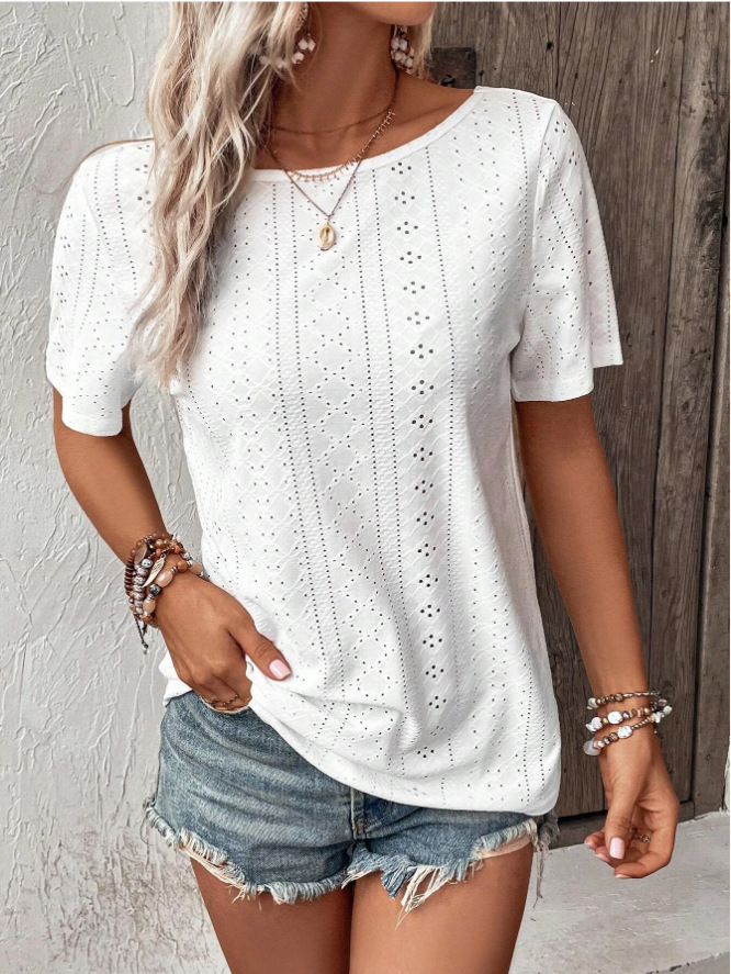 Women's Open-Back Hollow-Out Short-Sleeve T-Shirt