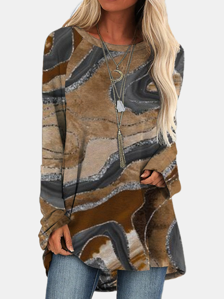 Women's Loose Vintage Print Crewneck T-Shirt