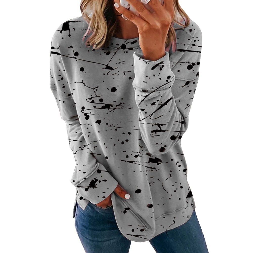 Women's Graffiti Print Loose Long-Sleeve T-Shirt