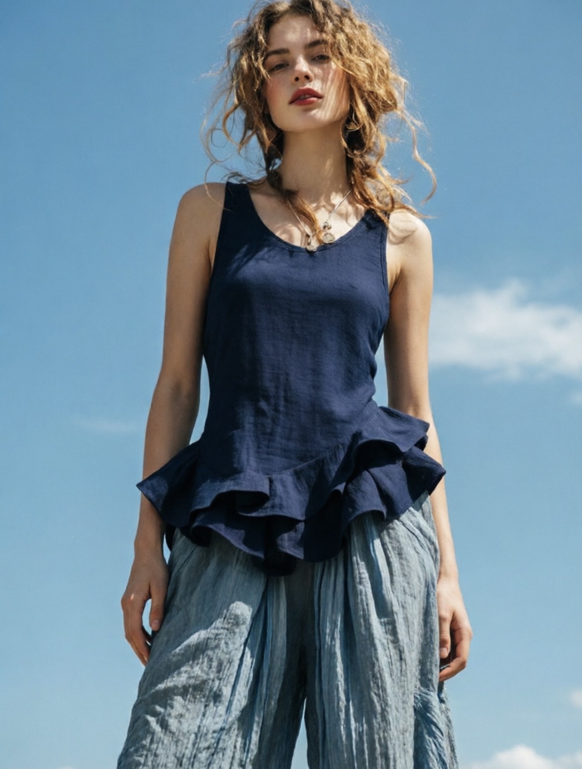 Ruffle Sleeveless Top