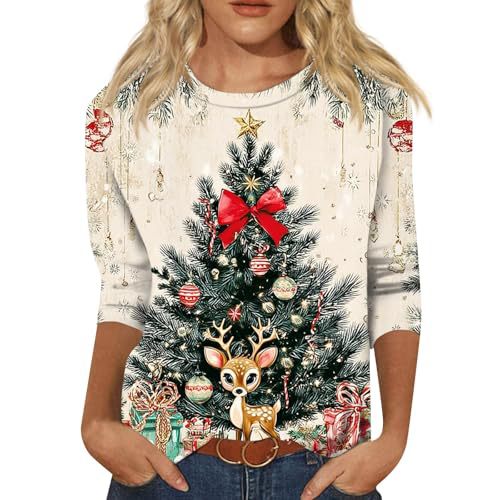 Christmas Tree Bow Print Women's Half-Sleeve T-Shirt