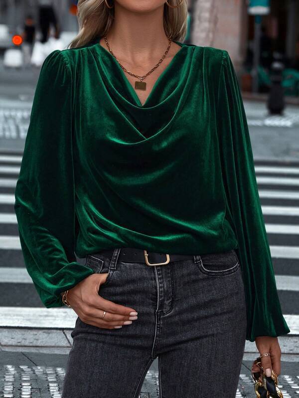 Women's Long Sleeve Cowl Neck Top