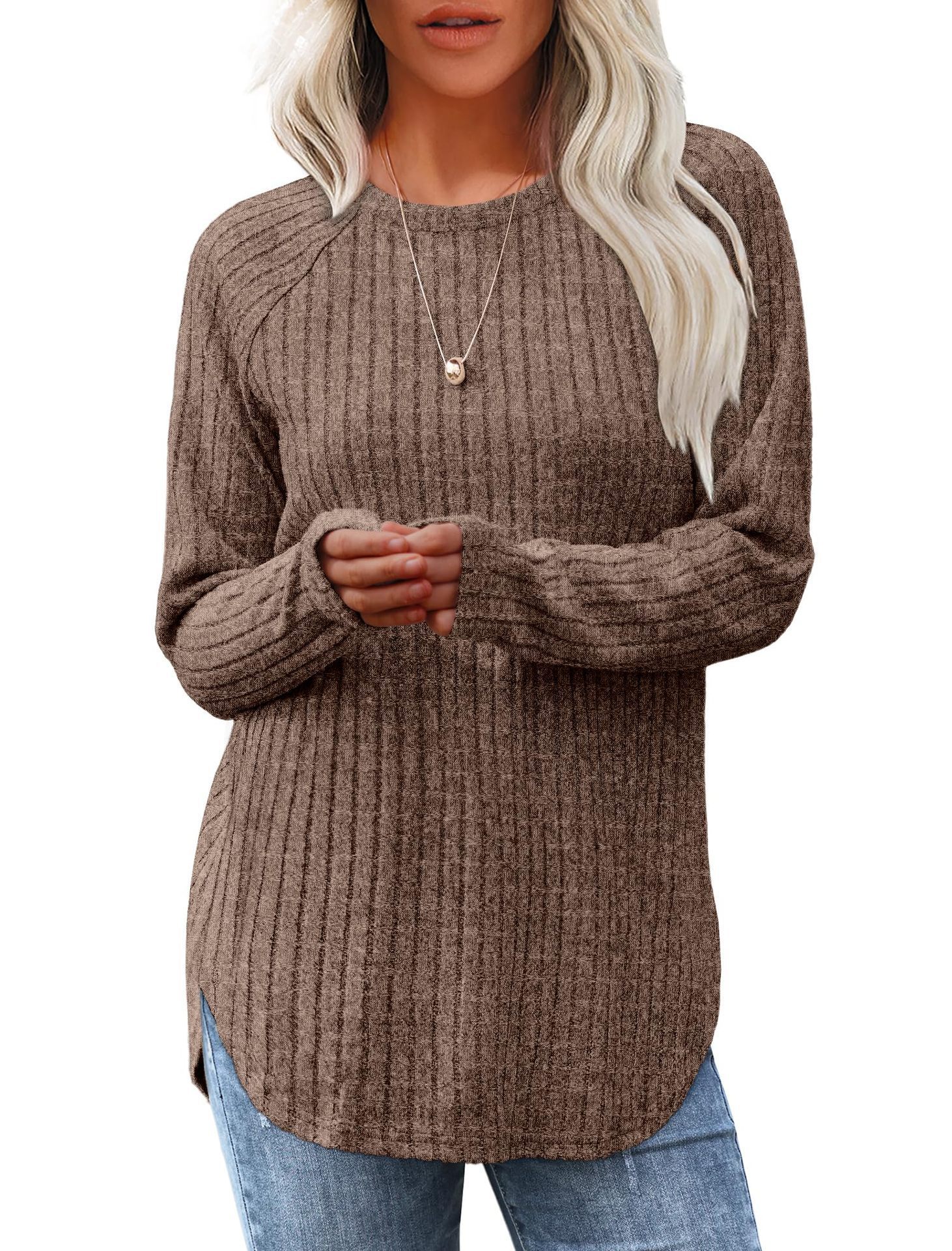 Women's Loose Crewneck High-Low Hem Top