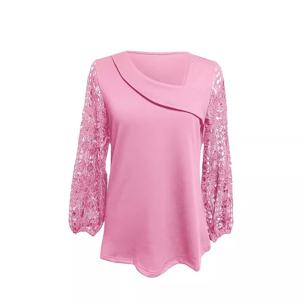 Women's Elegant Hollow-Out Lace Long-Sleeve Top